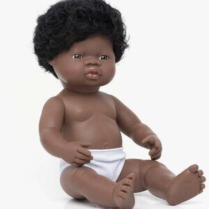 Miniland Multicultural Doll African American Boy 15 Inches Anatomically Correct